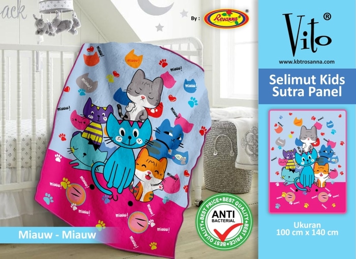 SELIMUT VITO KIDS - Grosir Selimut Vito Kids Miauw Miauw