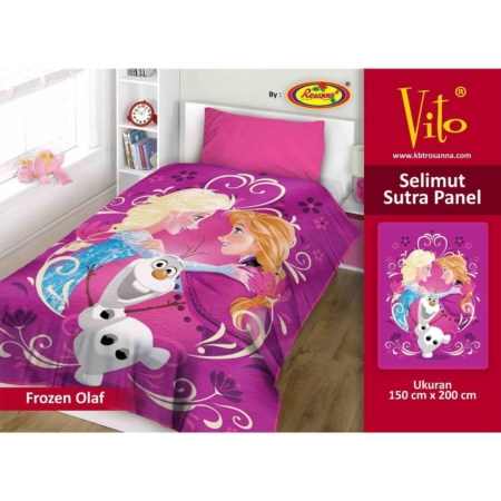 Selimut Vito Sutra Panel - Grosir Selimut Vito Sutra Motif Frozen Olaf