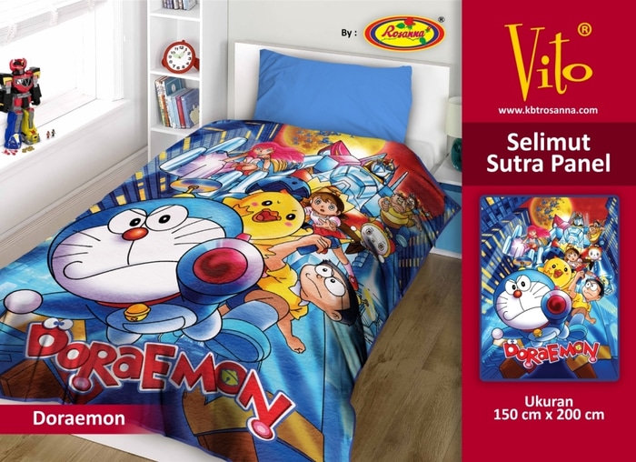 Selimut Vito Sutra Panel - Grosir Selimut Vito Sutra Motif  Doraemon
