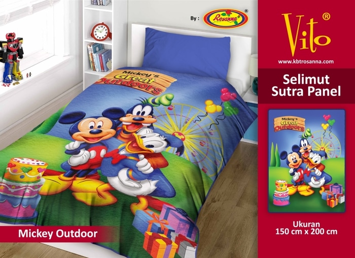 Selimut Vito Sutra Panel - Grosir Selimut Vito Sutra Motif  Mickey Outdoor