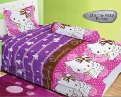 Grosir Sprei LADY ROSE SINGLE - Sprei Dan Bed Cover Lady Rose Single Charmy Kitty Purple